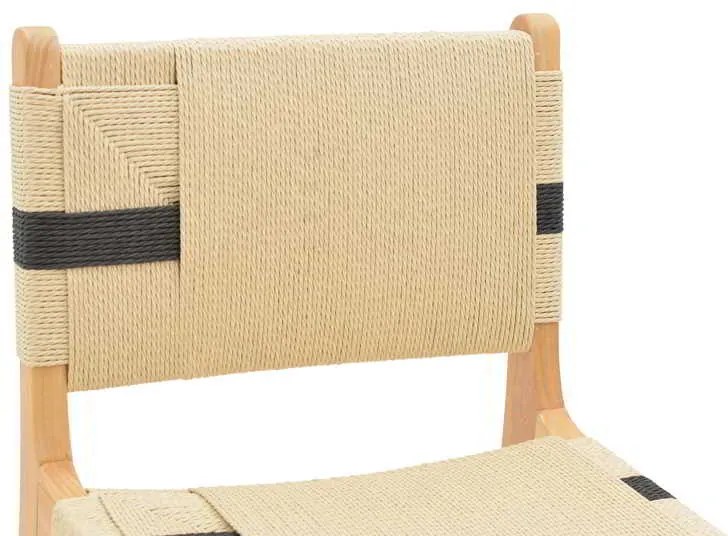 Σκαμπό μπαρ Julien pakoworld rubberwood φυσικό-έδρα φυσικό-μαύρο σχοινί 45x46x95εκ