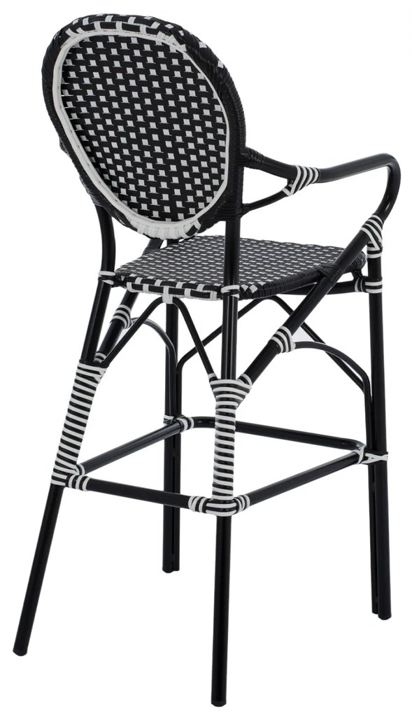 Σκαμπό Αλουμινίου Bamboo Look Με Wicker Μαύρο Λευκό 56x60x126 Εκ.