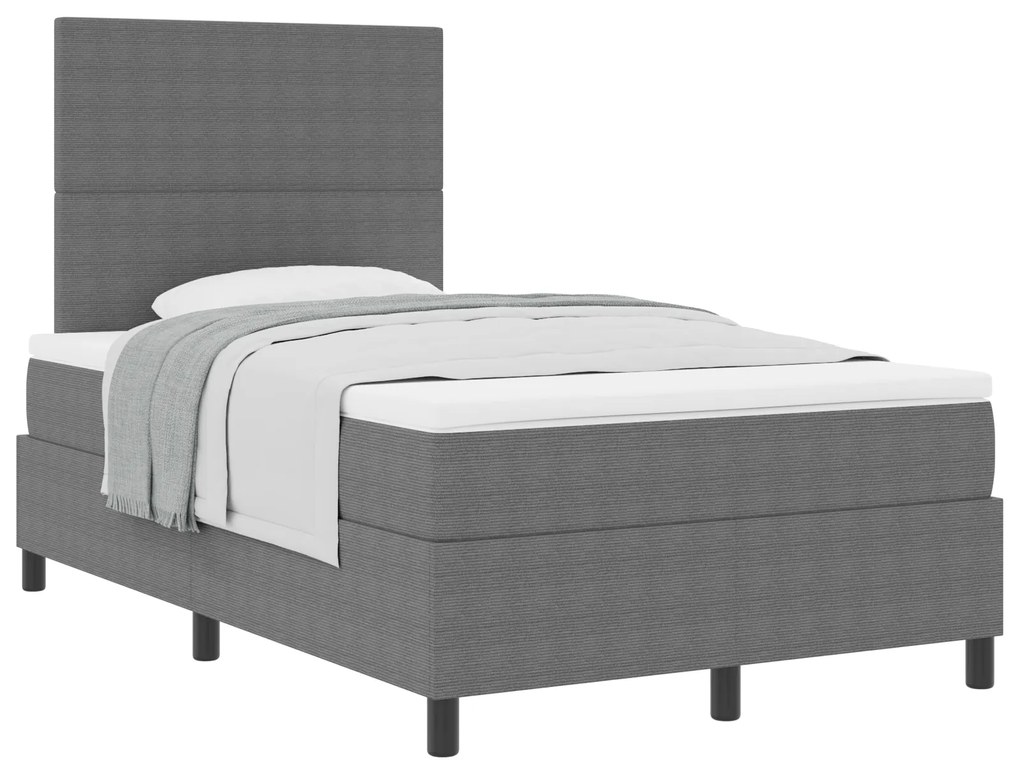 vidaXL Κρεβάτι με ελατήρια Απαλό Γκρι,Λευκό 203 x 120 x 128 εκ Βελούδο