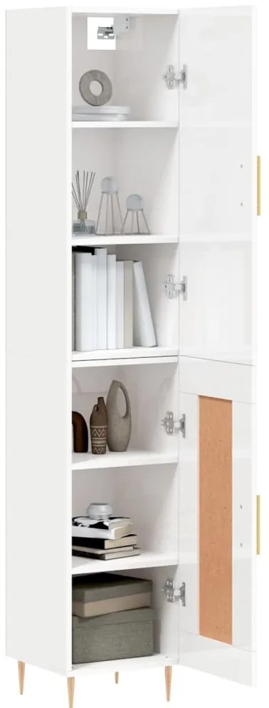vidaXL Ντουλάπι Γυαλ. Λευκό 34,5 x 34 x 180 εκ. από Επεξεργασμένο Ξύλο