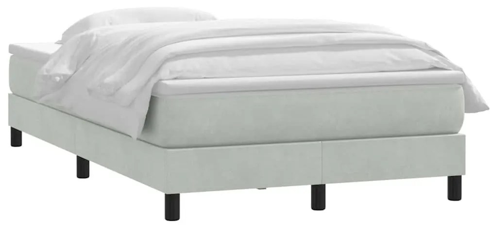 Κρεβάτι Boxspring με Στρώμα Ανοιχτό Γκρι 120x220 εκ. Βελούδινο - Γκρι