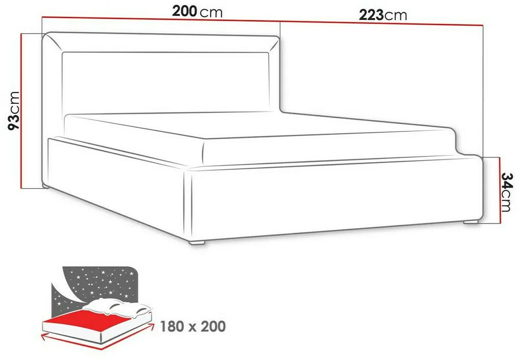 Κρεβάτι Pomona 100, Διπλό, Γκρι, 180x200, Ταπισερί, Τάβλες για Κρεβάτι, 200x223x93cm, 137 kg | Epipla1.gr