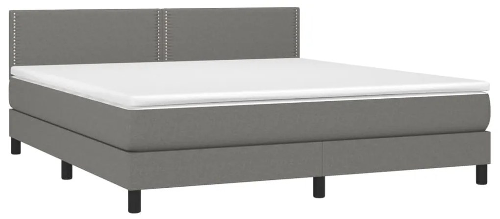 vidaXL Κρεβάτι Boxspring με Στρώμα & LED Σκ.Γκρι 160x200 εκ Υφασμάτινο