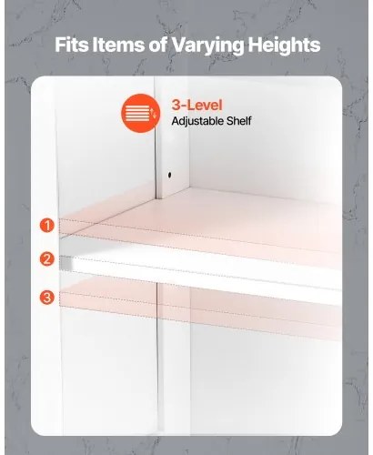 VEVOR Wooden Bathroom Floor Cabinet Storage with Adjustable Shelf 2 Doors White