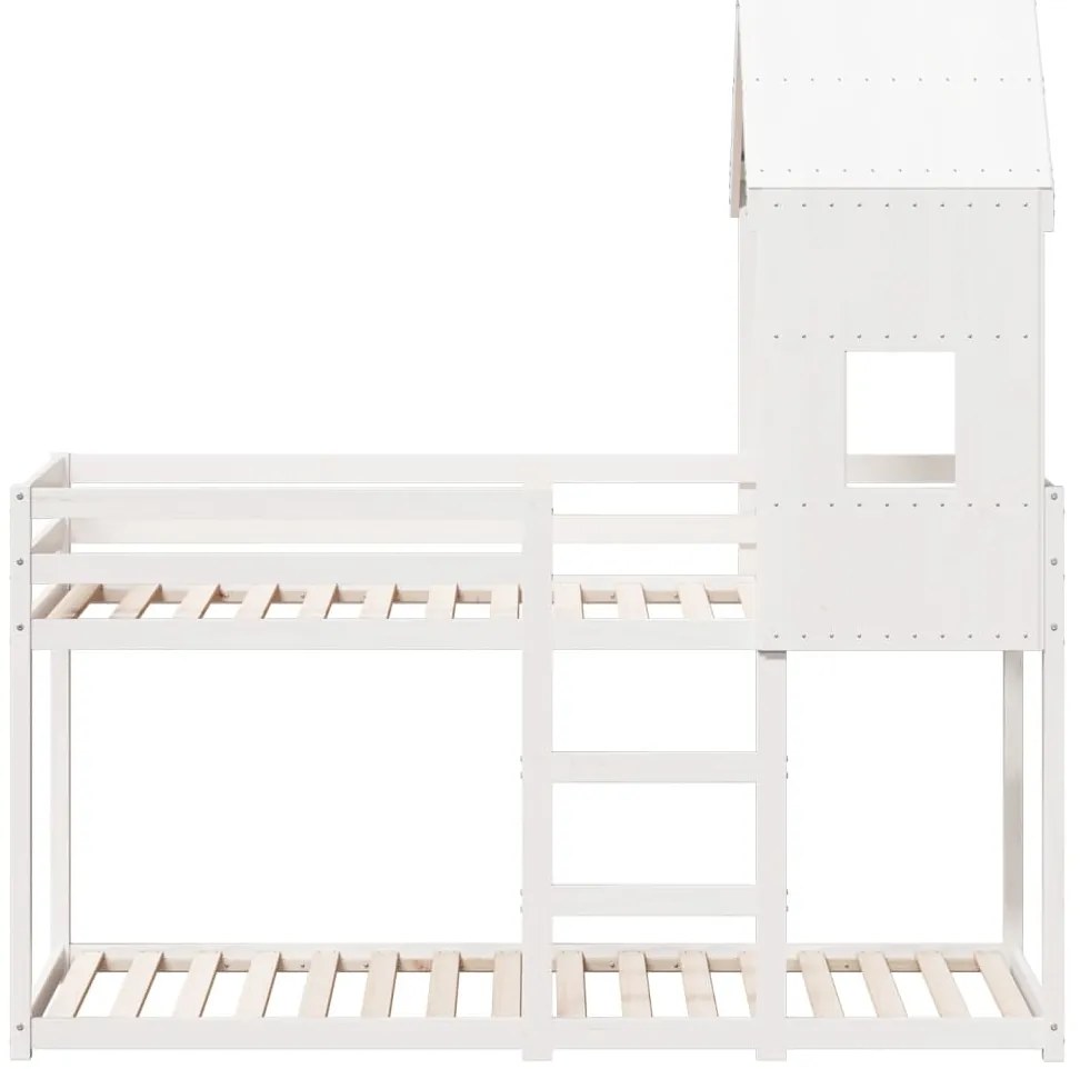 vidaXL Κουκέτα με Οροφή Λευκό 90 x 200 εκ. από Μασίφ Ξύλο Πεύκου