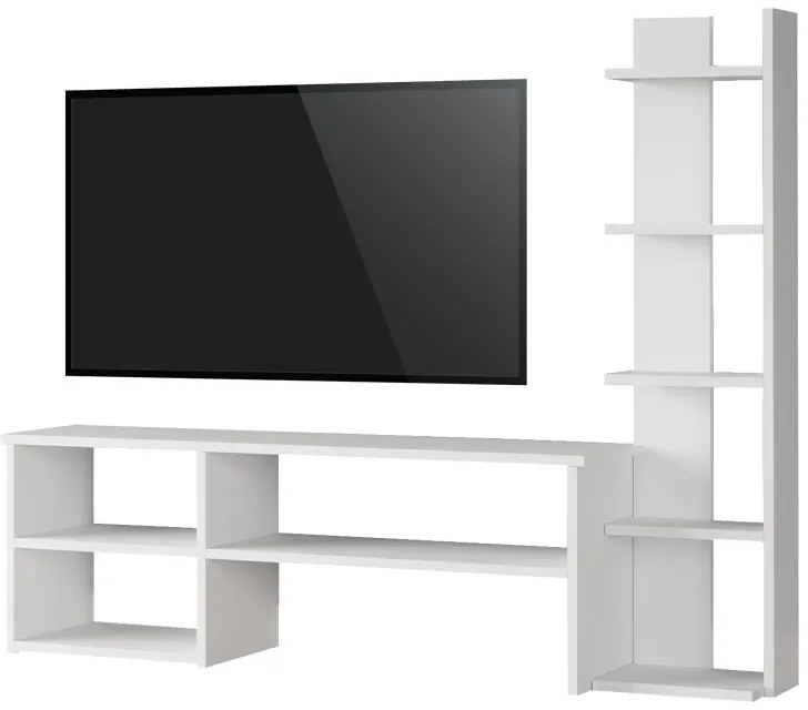 Σύνθετο σαλονιού Perla pakoworld σε λευκή απόχρωση 120x29.5x41,8εκ