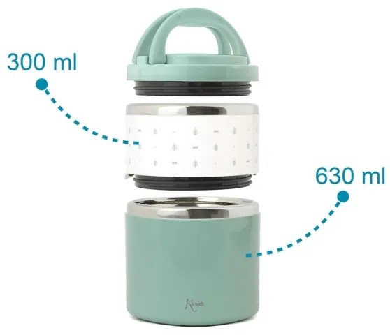 Kiokids Θερμoδοχείο Φαγητού με 2 Θαλάμους Mint 930ml.