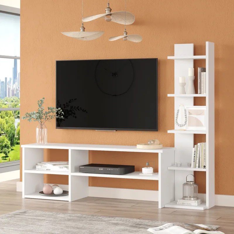 Σύνθετο σαλονιού Perla pakoworld σε λευκή απόχρωση 120x29.5x41,8εκ - 176-000223
