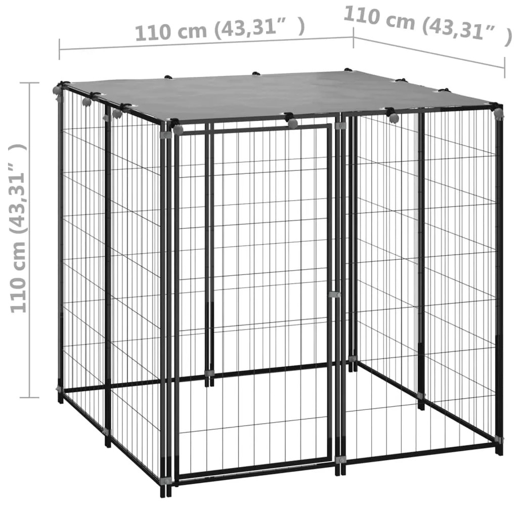 Σπιτάκι σκύλου Μαύρο 110 x 110 x 110 από Ατσάλι - Μαύρο