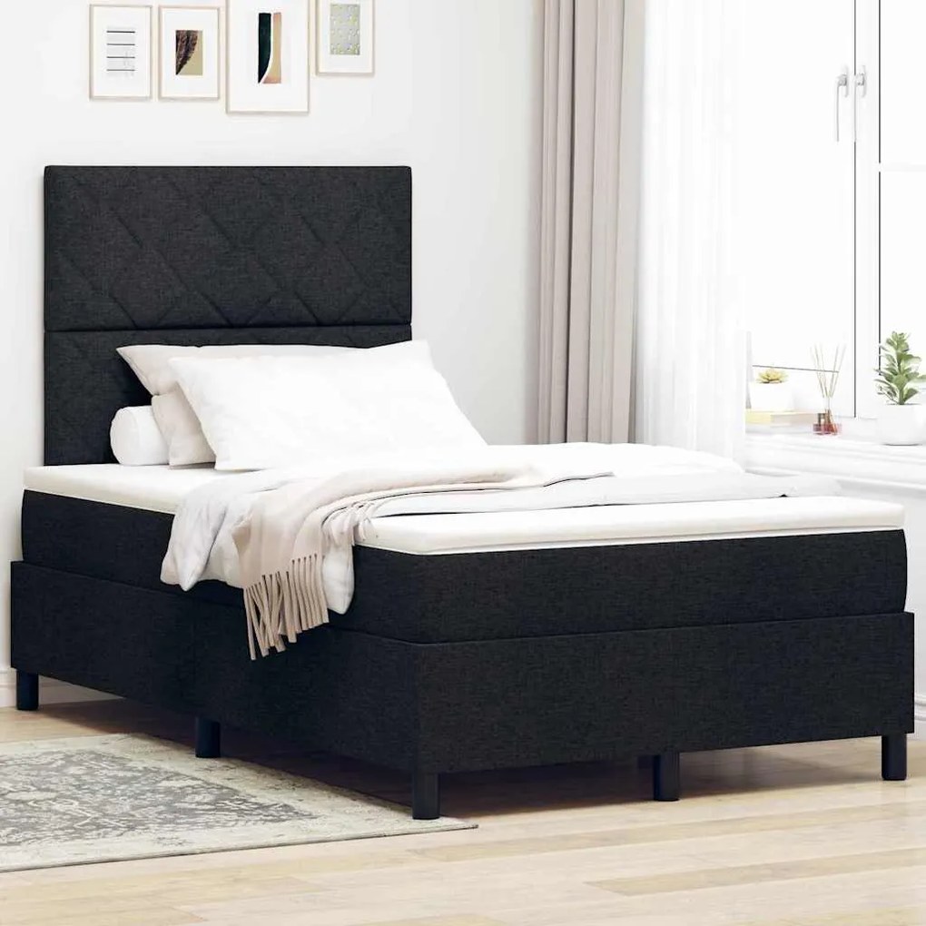 vidaXL Κρεβάτι με ελατήρια με στρώμα Μαύρο 120 x 190 cm ύφασμα