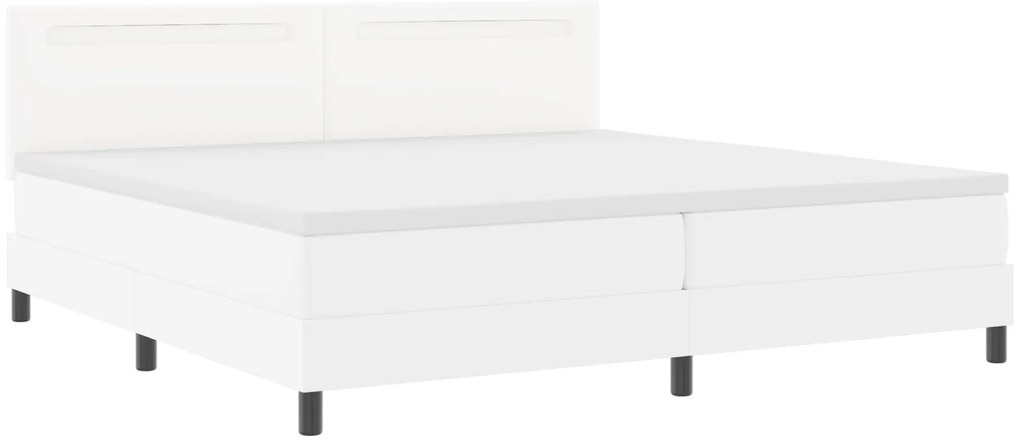 vidaXL Κρεβάτι με Στρώμα Box Spring σε Λευκό, 200 x 200 cm, από Τεχνητό Δέρμα