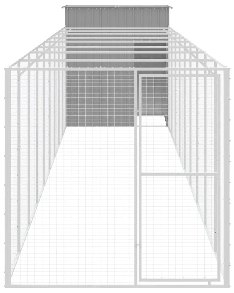 vidaXL Σπιτάκι Σκύλου με Αυλή Αν. Γκρι 165x1067x181 εκ Γαλβαν. Χάλυβας