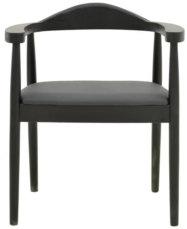 Καρέκλα - Πολυθρόνα Joube rubberwood σε μαύρο με μαύρο pu μαξιλάρι 59x48x73εκ 2αδα 59x48x73 εκ.