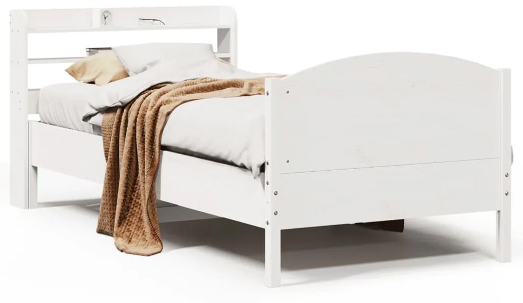 Σκελετός Κρεβ. Χωρίς Στρώμα Λευκό 90x200 εκ Μασίφ Πεύκο