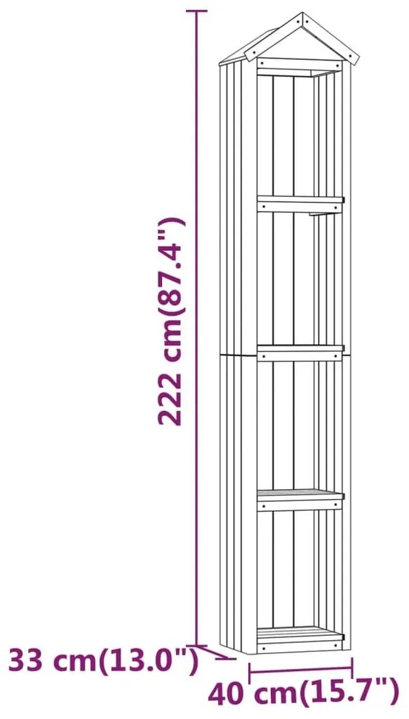 Αποθήκη Εργαλείων Κήπου 40x33x222 εκ. Εμποτισμένο Ξύλο Πεύκου - Καφέ