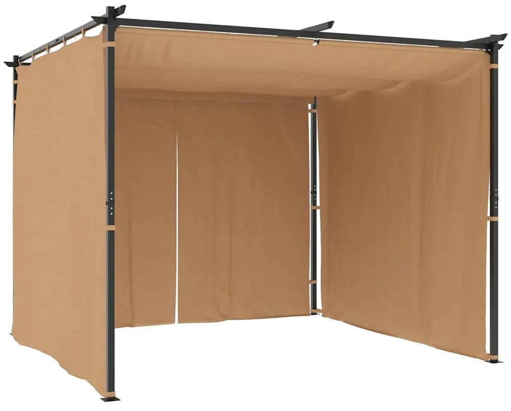 vidaXL Κιόσκι με Κουρτίνες Taupe 3 x 3 μ. Ατσάλινο