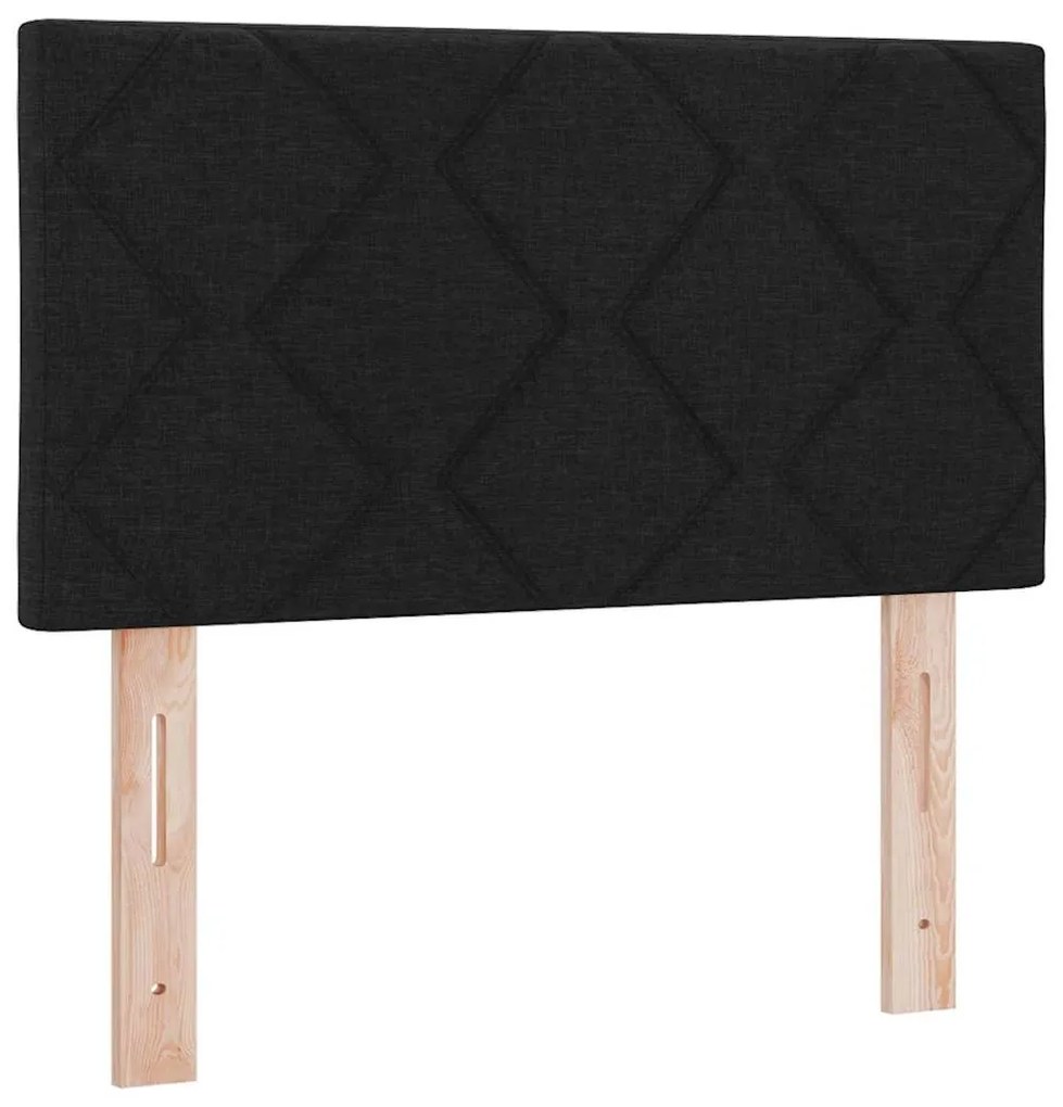 vidaXL LED Κρεβάτι με βάθρο με στρώμα Μαύρο 80 x 200 cm ύφασμα