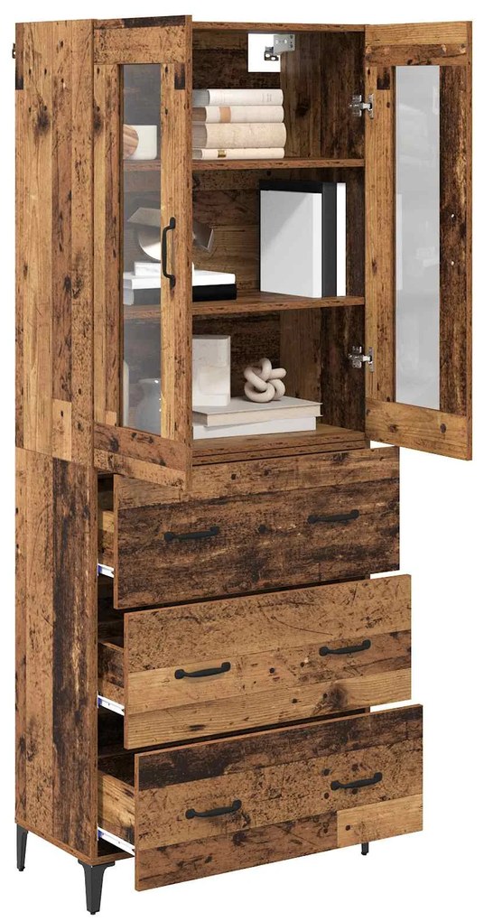 vidaXL Highboard Παλιό Ξύλο 69,5 x 34 x 180 εκ. Επεξεργασμένο ξύλο