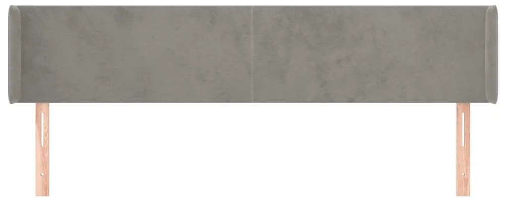 Κεφαλάρι με Πτερύγια Ανοιχτό Γκρι 163x16x78/88 εκ. Βελούδινο 3118542