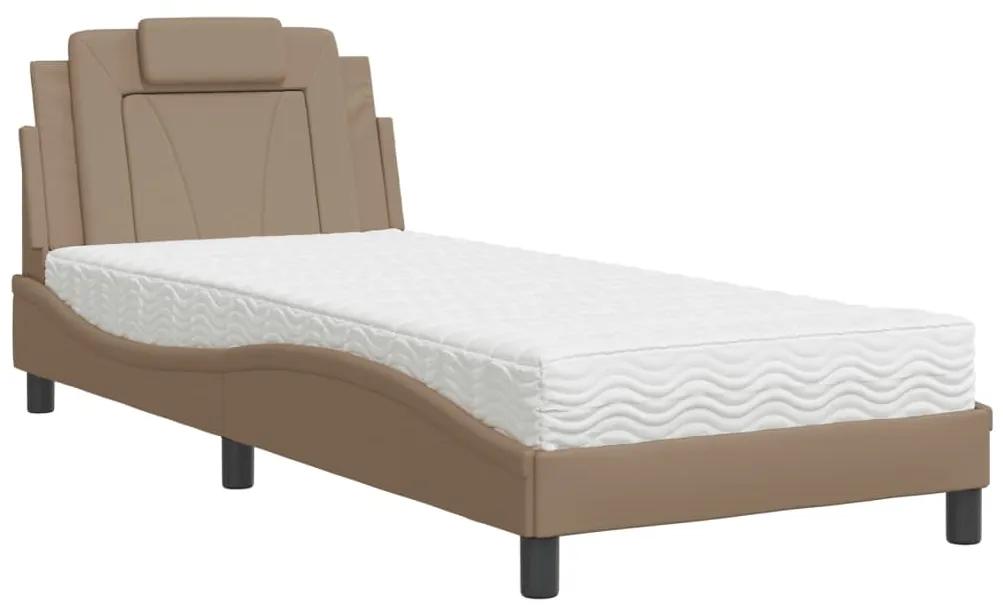 vidaXL Κρεβάτι με Στρώμα Καπουτσίνο 80x200 εκ. Συνθετικό Δέρμα