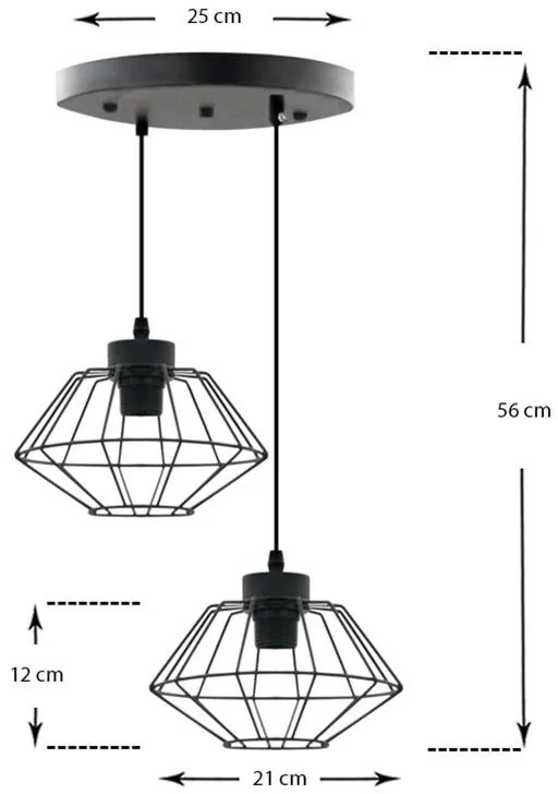 Φωτιστικό οροφής Avsin δίφωτο κρεμαστό μεταλλικό Μαύρο Φ30x73 εκ. 30x30x73 εκ.