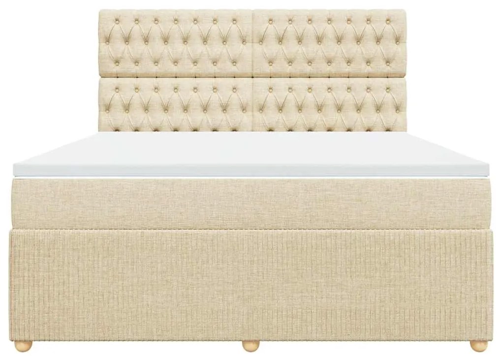 vidaXL Κρεβάτι Boxspring με Στρώμα Κρεμ 180x200 εκ. Υφασμάτινο