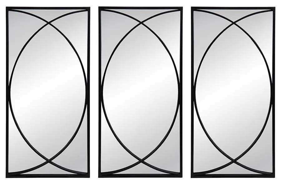 Artekko Mirror Καθρέπτης Τοίχου Μέταλλο/Γυαλί Μαύρο Σετ/3 (80x40x3)cm