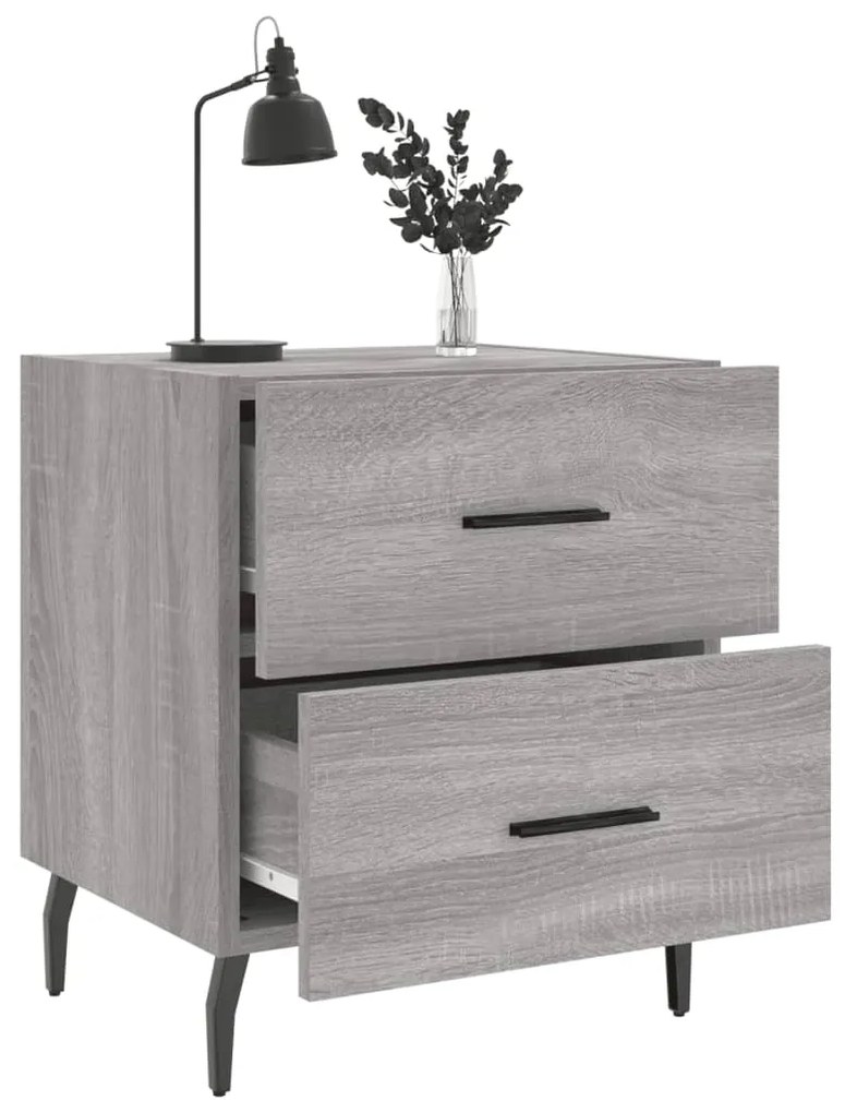 vidaXL Κομοδίνα 2 τεμ. Γκρι Sonoma 40 x 35 x 47,5 εκ. Επεξεργ. Ξύλο