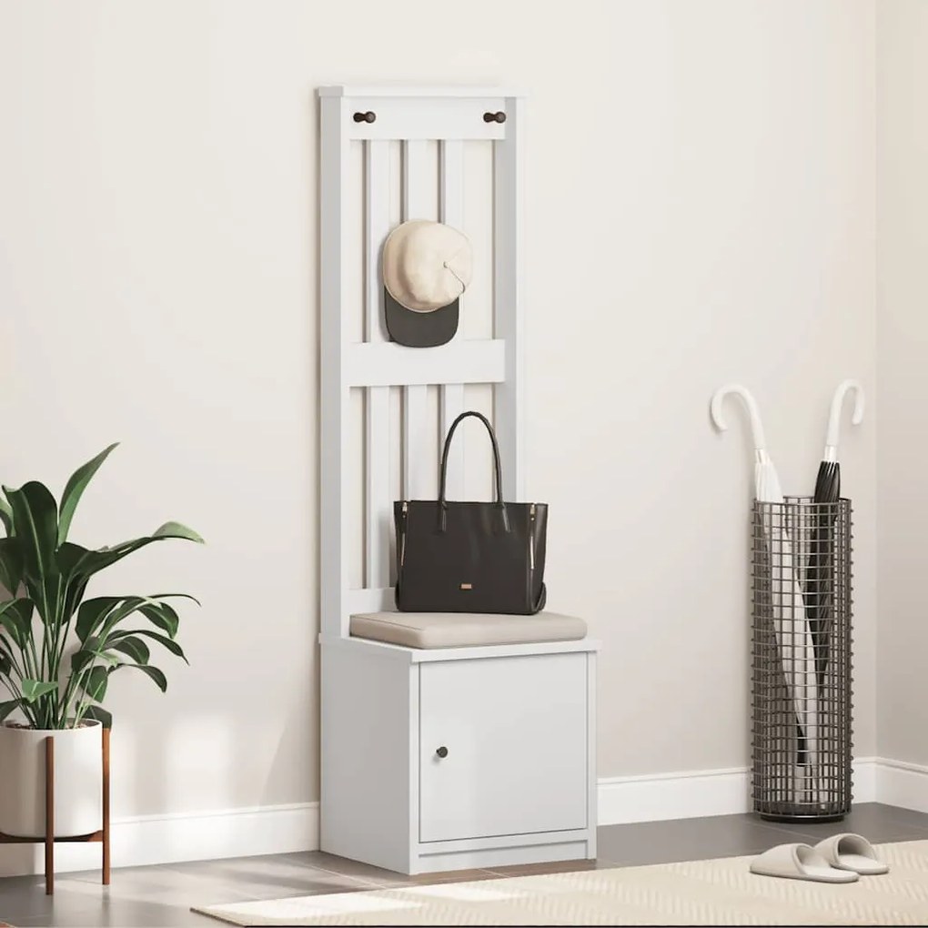 vidaXL Δέντρο χωλ SANDNES Λευκό 45x40x159,5 εκ. Πεύκο μασίφ ξύλο