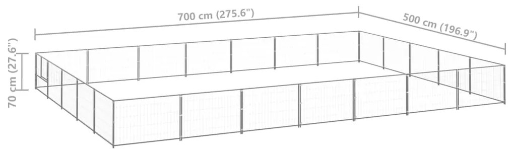 vidaXL Σπιτάκι Σκύλου Ασημί 35 μ² Ατσάλινο