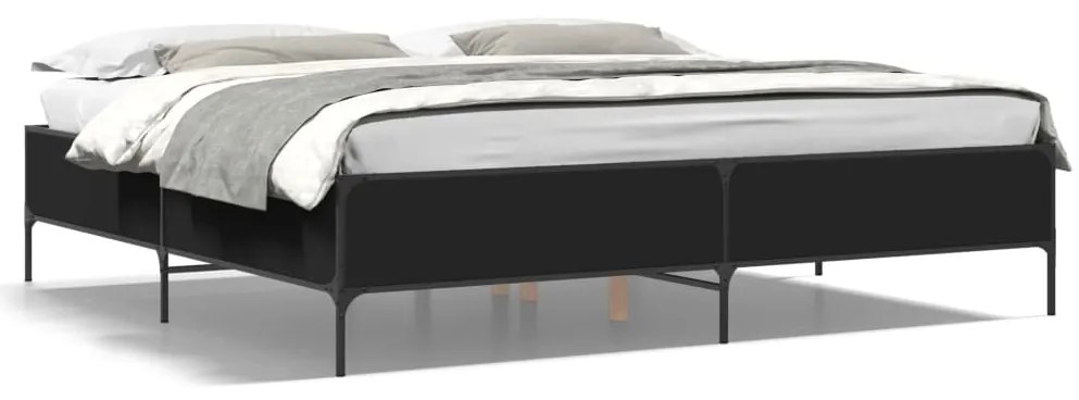 vidaXL Πλαίσιο Κρεβατιού Μαύρο 180 x 200 εκ. Επεξ. Ξύλο & Μέταλλο