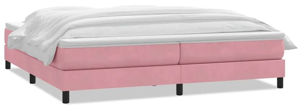 vidaXL Κρεβάτι Boxspring με Στρώμα Ροζ 180x210 εκ. Βελούδινο