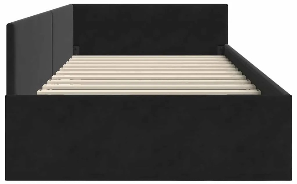 vidaXL Κρεβάτι Γωνίας Μαύρο 100 x 200 cm Βελούδο και Εργοστασιακό ξύλο