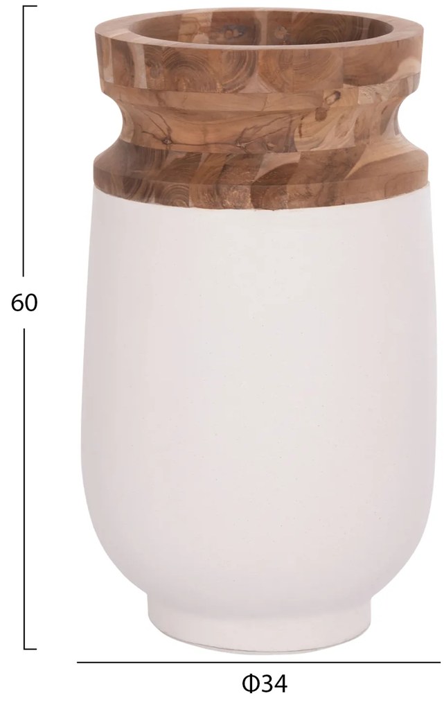 ΔΙΑΚΟΣΜΗΤΙΚΟ ΒΑΖΟ ΔΑΠΕΔΟΥ LINTER HM4662.02S FIBER CEMENT ΛΕΥΚΟ--ΞΥΛΟ ΤΕΑΚ Φ34x60Υεκ.