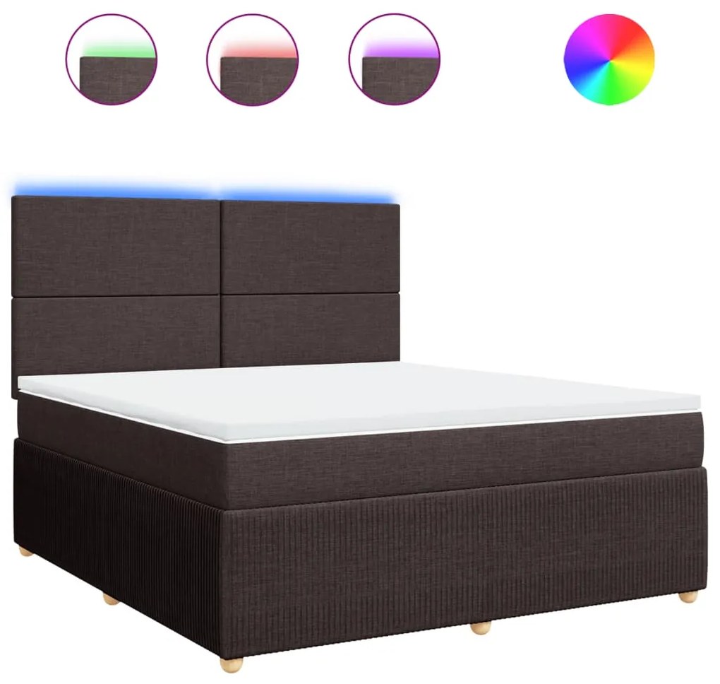 vidaXL Κρεβάτι Boxspring με Στρώμα Σκούρο Καφέ 180x200 εκ Υφασμάτινο