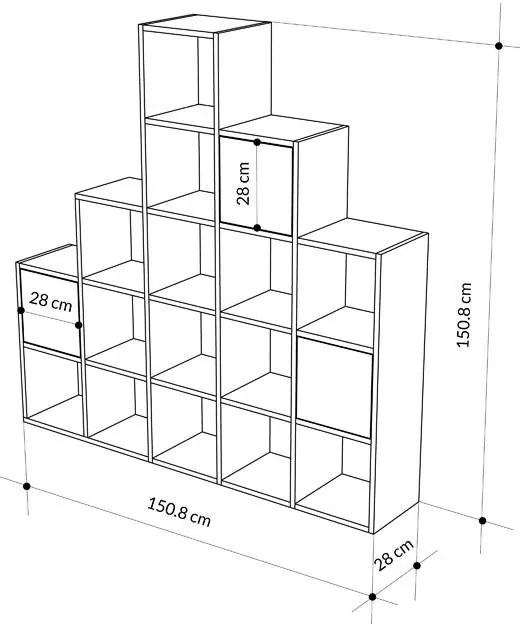 Βιβλιοθήκη Paleo φυσικό μελανίνη 150.8x28x150.8εκ 150.8x28x150.8 εκ.