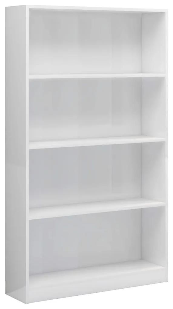 Βιβλιοθήκη με 4 Ράφια Γυαλιστερό Λευκό 80x24x142 εκ Μοριοσανίδα - Λευκό
