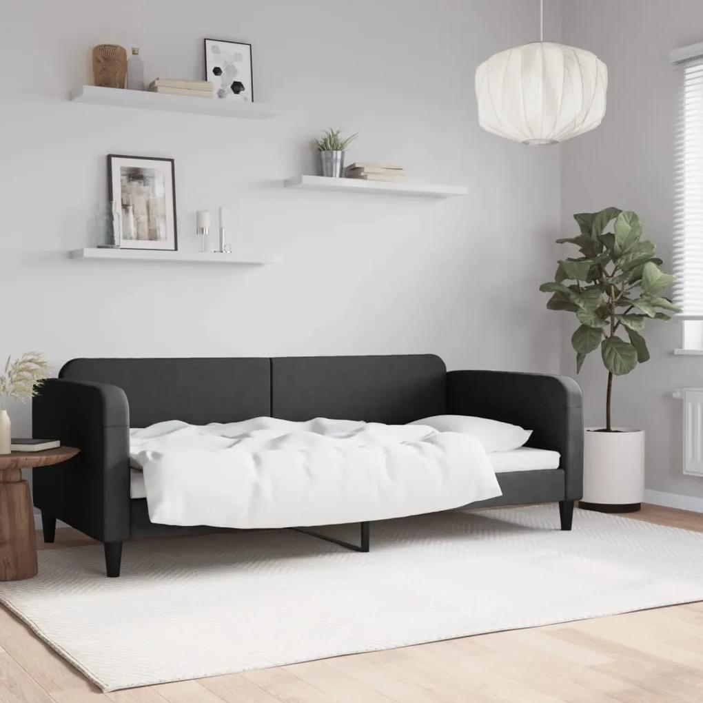 Καναπές Κρεβάτι Μαύρος 90 x 200 εκ. Υφασμάτινος