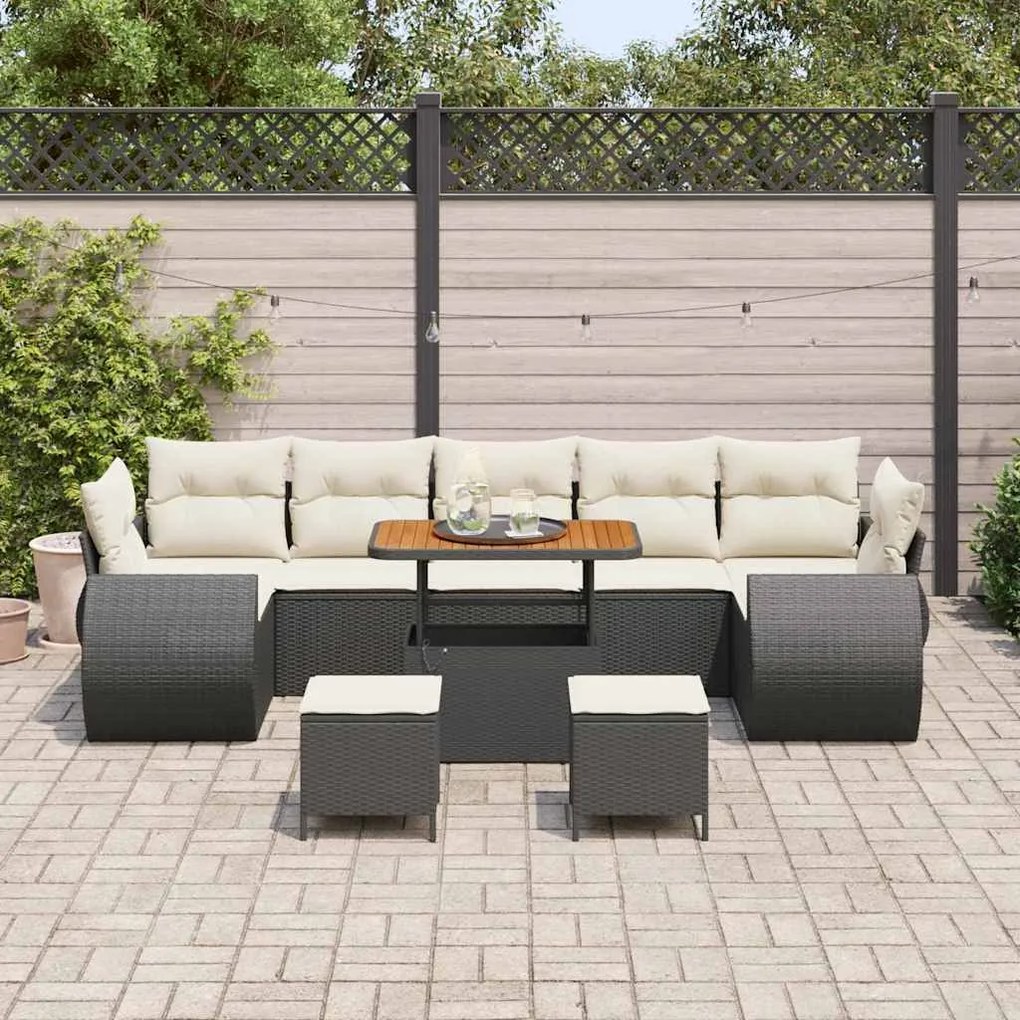 vidaXL Σετ Καναπέ Κήπου 10 pcs Μαύρο συνθετικό ρατάν