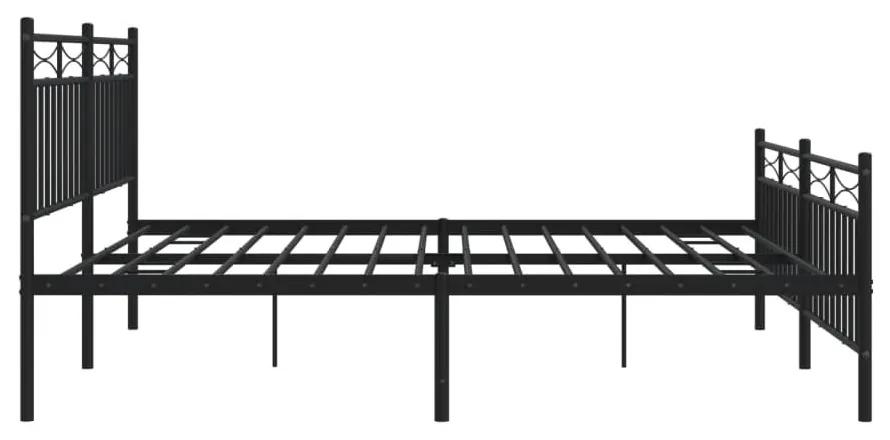 Πλαίσιο Κρεβατιού με Κεφαλάρι&amp;Ποδαρικό Μαύρο 183x213εκ. Μέταλλο - Μαύρο
