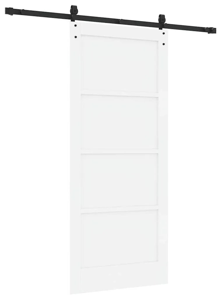 vidaXL Συρόμενη Πόρτα Λευκό και μαύρο 86 x 198.5 cm