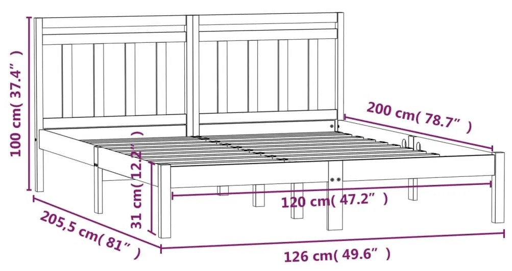 ΠΛΑΙΣΙΟ ΚΡΕΒΑΤΙΟΥ ΛΕΥΚΟ 120 X 200 ΕΚ. ΑΠΟ ΜΑΣΙΦ ΞΥΛΟ ΠΕΥΚΟΥ 3100585