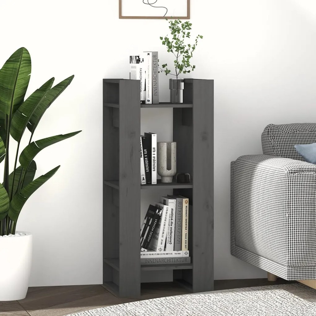 vidaXL Βιβλιοθήκη/Διαχωριστικό Χώρου Γκρι 41x35x91 εκ. Μασίφ Πεύκο