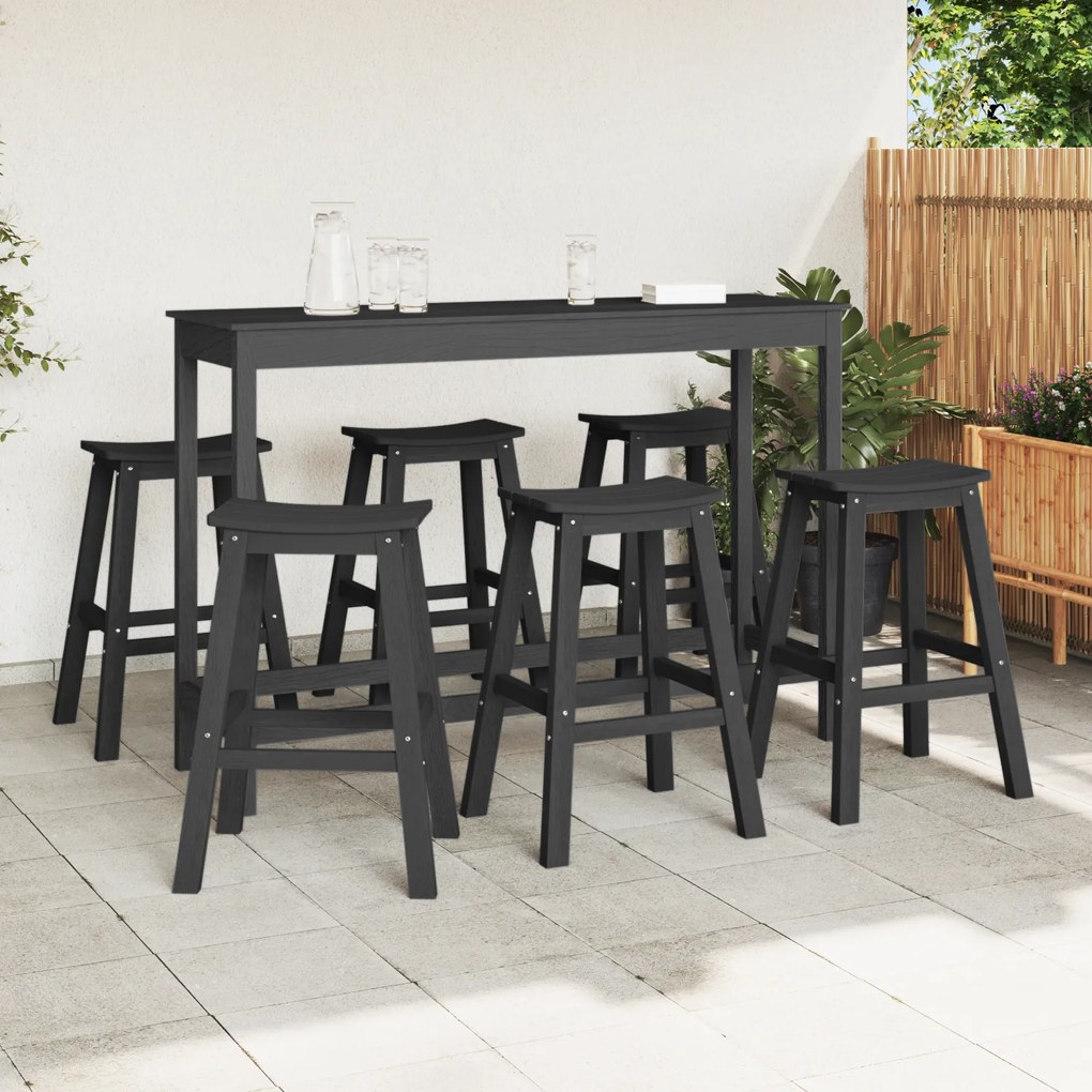 vidaXL Καρέκλες Μπαρ 9 τεμάχια Μαύρο HDPE