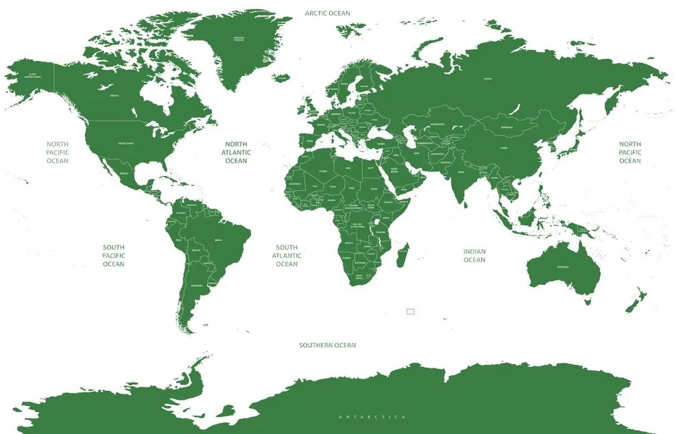 Εικόνα στον παγκόσμιο χάρτη φελλού με μεμονωμένες πολιτείες σε πράσινο - 90x60  arrow