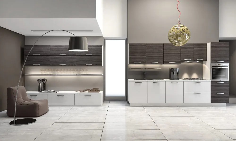 Intrahome Σύνθεση Έπιπλο Κουζίνας Kαπλαμας HPL Λευκό/DOVE GREY 06-591434221 με blum μεντεσεδες και συρτάρια 10 ΜΕΤΡΑ ΤΡΕΧΟΝ