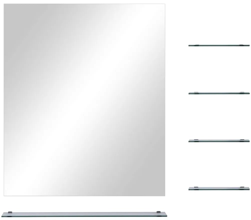 vidaXL Καθρέφτης Τοίχου Ασημί 50 x 60 εκ. με 5 Ράφια