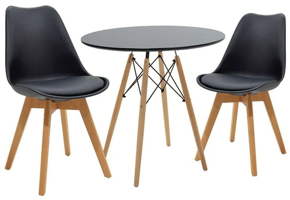 Τραπεζαρία New Meal 6 (Σετ 3Τμχ) 200-000682 Φ80x73cm Natural-Black Mdf, Metal