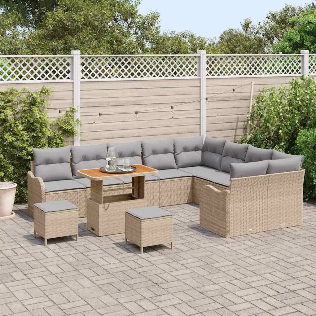 vidaXL Σετ Καναπέ Κήπου 12 pcs Μπεζ συνθετικό ρατάν