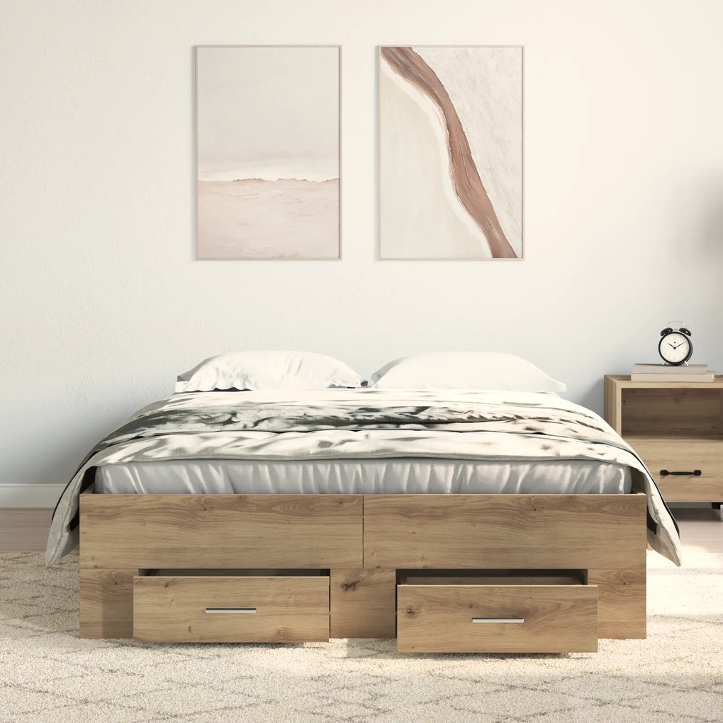 vidaXL Κρεβάτι με Συρτάρια από Δρυς 120x200 cm Επεξεργασμένο Ξύλο